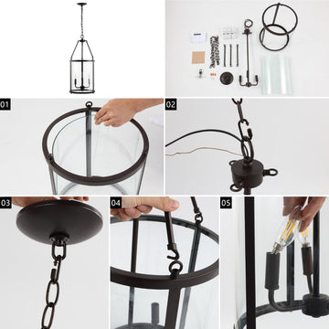 Kinsley 12" Industrial Farmhouse Iron/Glass LED Pendant - JONATHAN Y